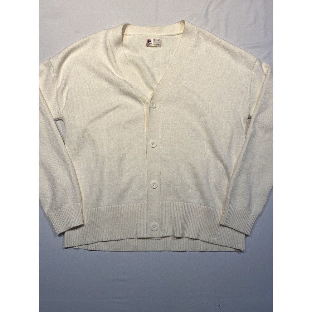 Fila Baseline Cardigan Men’s XL Classic Minimalist Relaxed Fit Thick Heavy White
